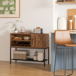 Gainoom Brown Sideboard Buffet Cabinet Coffee Bar Cabinet Wooden Console Table - thumbnail 7