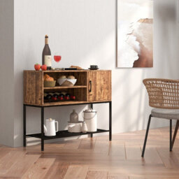 Gainoom Brown Sideboard Buffet Cabinet Coffee Bar Cabinet Wooden Console Table - thumbnail 3