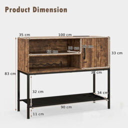 Gainoom Brown Sideboard Buffet Cabinet Coffee Bar Cabinet Wooden Console Table - thumbnail 2