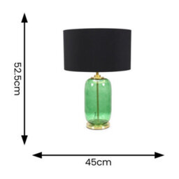 Valuelights Leigh Forest Green Glass And Gold Detail Table Lamp With Black/gold Shade Light - Led Bulb Included - thumbnail 5