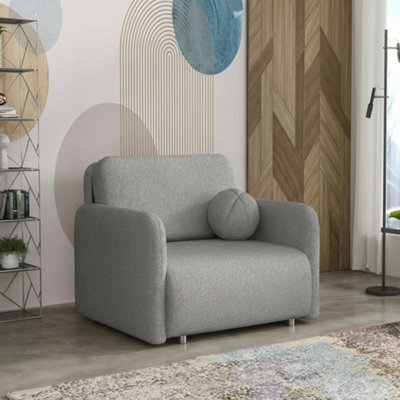 Viva Sun I Upholstered Chair Bed With Sleeping Function And Bedding Storage Chipboard Metal Legs 100X103X85Cm Grey - image 1