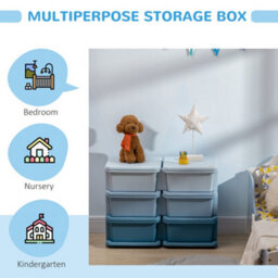 Homcom Kids Storage Units With Drawers 3 Tier Chest Dresser Tower Blue - thumbnail 5