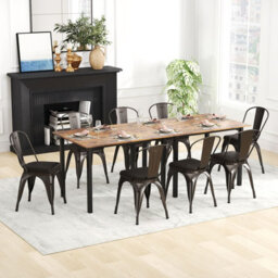 Costway Metal Dining Chair Set Of 4 Indoor Stackable Kitchen Chairs-Gun Grey - thumbnail 4