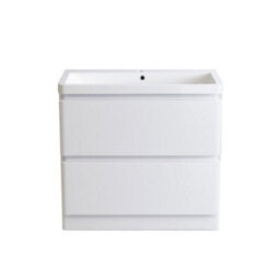 Sundaze Floor Standing 2 Drawer 800mm Gloss White Vanity Unit Basin Storage Bathroom Furniture - thumbnail 3