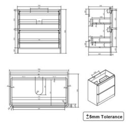 Sundaze Floor Standing 2 Drawer 800mm Gloss White Vanity Unit Basin Storage Bathroom Furniture - thumbnail 4