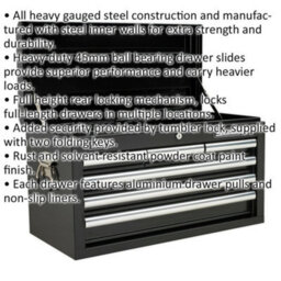 Durable 6 Drawer Black Tool Chest With Lockable Storage Cabinet - thumbnail 2
