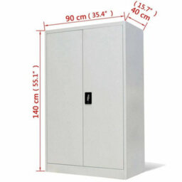 Grey Metal Storage Cabinet 2 Door Lockable Garage Office - thumbnail 4