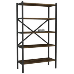 Urbn-Living Urbnliving 121Cm Height 5-Shelf Burnt Oak Wooden Bookcase With Metal Frame Home Décor Storage And Shelving Unit - thumbnail 1