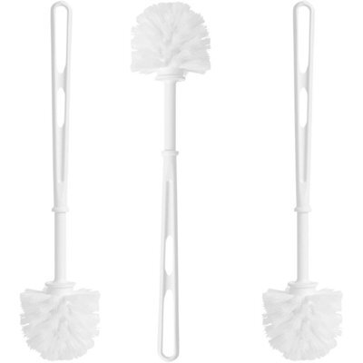 HEATON WHOLESALE 2 X White Replacement Toilet Brush With Strong Plastic Handle & Deep Cleaner Bristles - image 1