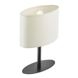 Happy Homewares Modern Designer Oval Table Lamp In Matte Black With Off-White Fabric Shade - thumbnail 3