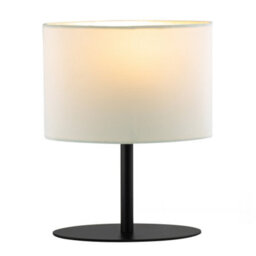 Happy Homewares Modern Designer Oval Table Lamp In Matte Black With Off-White Fabric Shade - thumbnail 1