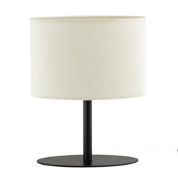 Happy Homewares Modern Designer Oval Table Lamp In Matte Black With Off-White Fabric Shade - thumbnail 2
