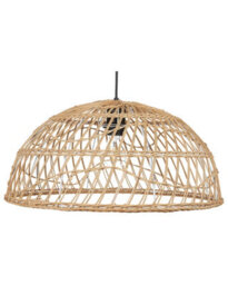 Wyld And Coco Natural Beige Rattan Pendant Lamp, Open-Work Shade, Black Cord, 51Cm - thumbnail 3