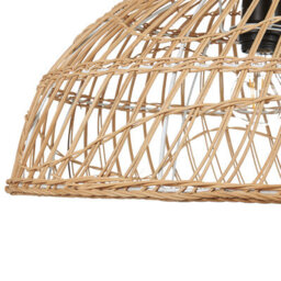 Wyld And Coco Natural Beige Rattan Pendant Lamp, Open-Work Shade, Black Cord, 51Cm - thumbnail 1