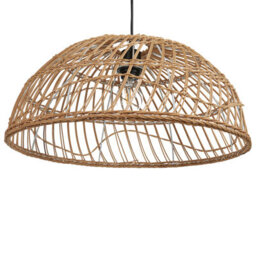 Wyld And Coco Natural Beige Rattan Pendant Lamp, Open-Work Shade, Black Cord, 51Cm - thumbnail 6
