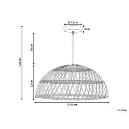 Wyld And Coco Natural Beige Rattan Pendant Lamp, Open-Work Shade, Black Cord, 51Cm - thumbnail 4