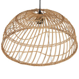 Wyld And Coco Natural Beige Rattan Pendant Lamp, Open-Work Shade, Black Cord, 51Cm - thumbnail 5