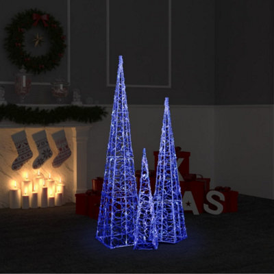 Berkfield Acrylic Decorative Led Light Cone Set Blue 60/90/120Cm - image 1