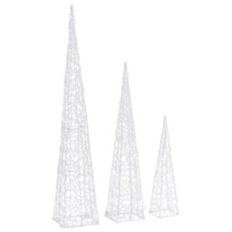 Berkfield Acrylic Decorative Led Light Cone Set Blue 60/90/120Cm - thumbnail 5