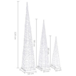 Berkfield Acrylic Decorative Led Light Cone Set Blue 60/90/120Cm - thumbnail 9