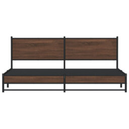 Berkfield Metal Bed Frame Without Mattress Brown Oak 193X203 Cm - thumbnail 5