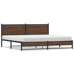 Berkfield Metal Bed Frame Without Mattress Brown Oak 193X203 Cm - thumbnail 2