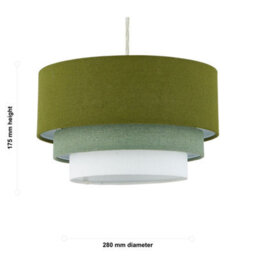 First Choice Lighting Gabi - Sage Green Ombre Linen 3 Tier Ceiling Light Shade - thumbnail 6