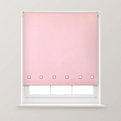 A.unique Home Premium Quality Trimmable Square Eyelet Window Roller Blind - 3Ft - Pink - 90Cm (W) X 170Cm (L) - image 1