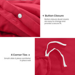 Ameha Plain Dyed Duvet Cover Complete Set With Matching Fitted Sheet & Pillowcase Microfiber King Burgundy - thumbnail 6