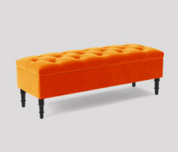 Alyana Ottoman Bench With Storage And Turned Wooden Legs. 150Cm Wide Ottoman Box - Burnt Orange Plush Velvet