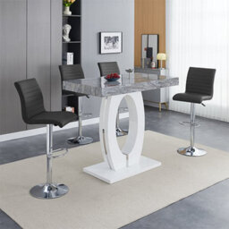 Furniture in Fashion Halo Melange High Gloss Bar Table With 4 Ripple Black Stools