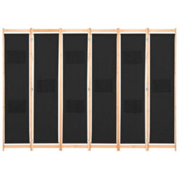 Walplus Black Fabric 6 Panel Room Divider 240 By 170 By 4 Centimetres - thumbnail 2