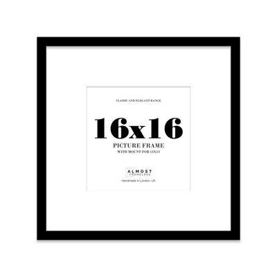 "16X16"" Black Picture Frame - 16X16"" Square Frame With 13X13"" Mount For 16X16""/13X13"" Pictures Art Deco Style Room Decor, 1 Pack" - image 1