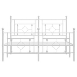 Berkfield Metal Bed Frame Without Mattress With Footboard White 135X190Cm - thumbnail 5
