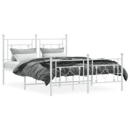 Berkfield Metal Bed Frame Without Mattress With Footboard White 135X190Cm - thumbnail 3