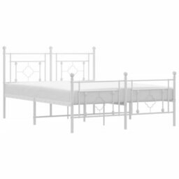 Berkfield Metal Bed Frame Without Mattress With Footboard White 135X190Cm - thumbnail 2