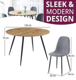 Hallowood Furniture Cullompton Large Round Dining Table With Light Oak Effect Top (120Cm) With 4 Chairs - thumbnail 3