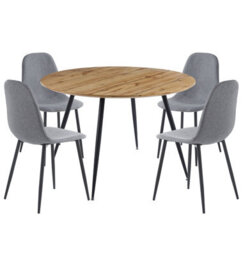 Hallowood Furniture Cullompton Large Round Dining Table With Light Oak Effect Top (120Cm) With 4 Chairs - thumbnail 8