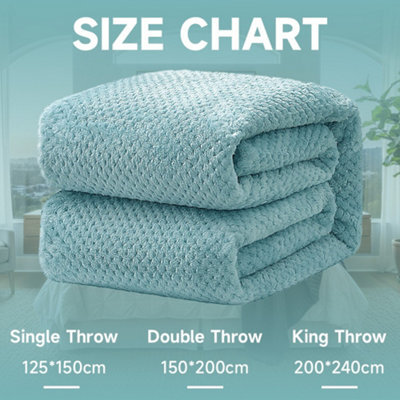 Duck Egg Blue 150X200Cm Luxury Waffle Fleece Throw Blanket - Super Soft & Warm For Sofa & Bed - image 1