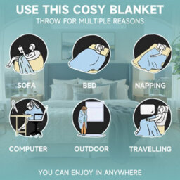 Duck Egg Blue 150X200Cm Luxury Waffle Fleece Throw Blanket - Super Soft & Warm For Sofa & Bed - thumbnail 4