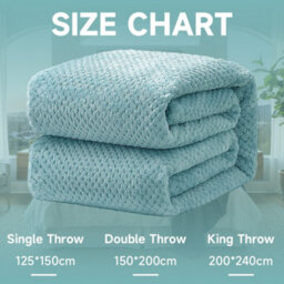 Duck Egg Blue 150X200Cm Luxury Waffle Fleece Throw Blanket - Super Soft & Warm For Sofa & Bed - thumbnail 1