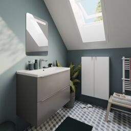 GoodHome Imandra Compact Gloss White Bathroom Double Wall Cabinet (H)90Cm (W)60Cm - thumbnail 7