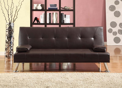 Comfy Living Faux Leather Naples Sofa Bed In Chocolate - image 1