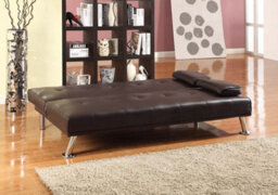 Comfy Living Faux Leather Naples Sofa Bed In Chocolate - thumbnail 2