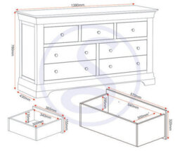Seconique Bordeaux 3 + 2 Drawer Chest Ivory And Oak Fully Assembled - thumbnail 6
