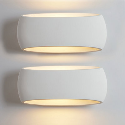 Harper Living 2X Large Wall Lights, Indoor Wall Sconce Lamp With White Oval Ceramic Shade, Wall Mounted Light For Bedroom, Living Room, Hallway - image 1