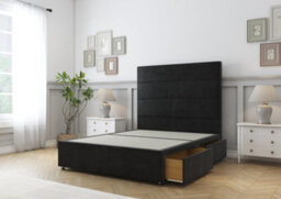 "Comfort Rosa Black Plush Divan Bed Base No Drawers - 26"" Strutted  3' Single" - thumbnail 5