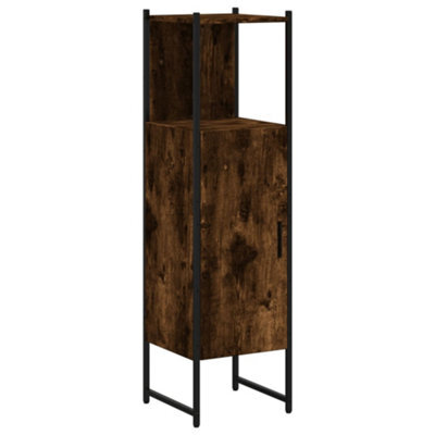 Berkfield Sturdy Bathroom Cabinet Smoked Oak 33X33X120.5 Cm Engineered Wood
