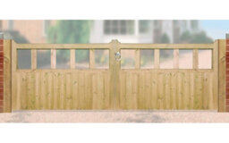 Burbage Iron Craft Quorn Low Double Driveway Garden Gate - Pressure Treated Scandinavian Redwood - W3000 X H900 mm - thumbnail 1