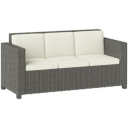 Wyld Haus Necolo 3-Seater Outdoor Rattan Sofa In Light Grey With Cream Cushions - thumbnail 2